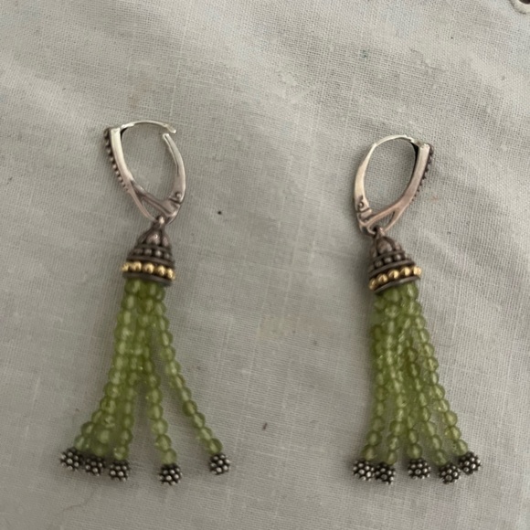 LAGOS Green and Silver Tassel Earrings - Picture 2 of 3